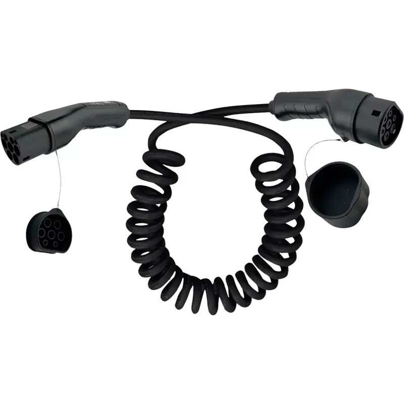 InLine 16283S Electric Vehicle Charging Cable, Type 2, 22 kW, 3-Phase, 3m Spiral Cable