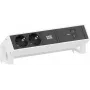 Power strip Bachmann DESK2 with 2x CEE 7/3 sockets and 1x USB-C PD 100W, cable 0.2 m, RAL9010