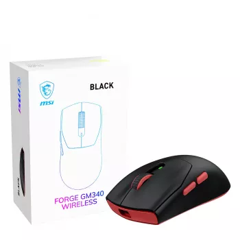 MSI Forge GM340 Wireless Gaming Mouse, Ambidextrous, Optical, 12000 DPI, Black