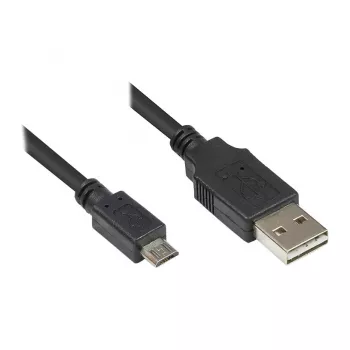 Connection Cable USB 2.0 EASY Plug A to plug Micro B, black, 0,5m, Good Connections® (2510-EUM005)