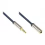 Audio Anschlusskabel High-Quality 3,5mm, Klinkenstecker an Klinkenbuchse Vollmetallgehäuse, dunkelblau, 1m, Good Connections (GC-M0051)