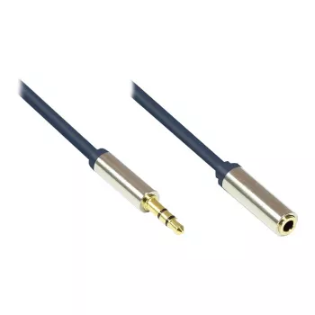 Audio Anschlusskabel High-Quality 3,5mm, Klinkenstecker an Klinkenbuchse Vollmetallgehäuse, dunkelblau, 1,5m, Good Connections (GC-M0052)