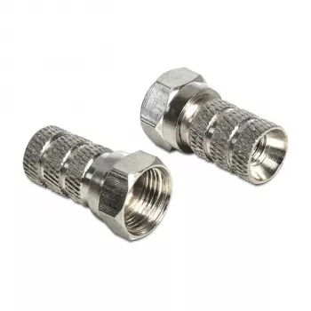 Connector F DELOCK 65615, metal F-type cable plug for coaxial cable Ø 5.0–5.2 mm, silver, 1 pc