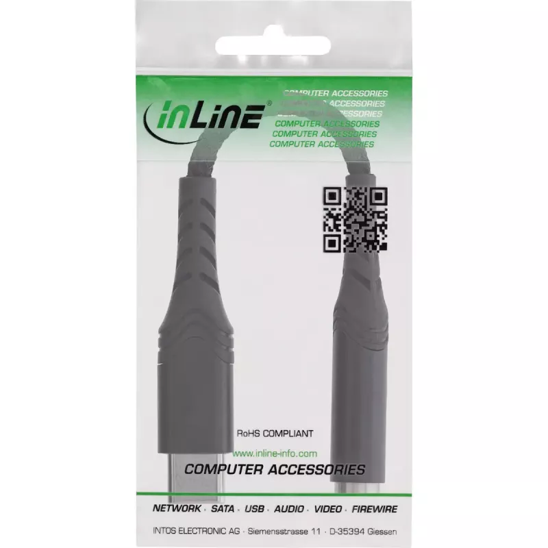 Audio converter InLine 33054E USB-C to 3.5 mm with built‑in DAC, 15 cm cable
