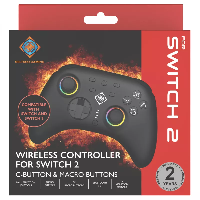 Gamepad Deltaco GAM-198 Black — Bluetooth and USB (Type-C) for Nintendo Switch, Switch 2, Switch OLED, Android, PC