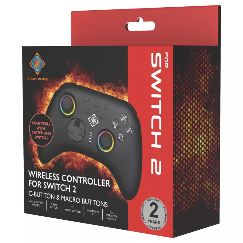 Gamepad Deltaco GAM-198 Black — Bluetooth and USB (Type-C) for Nintendo Switch, Switch 2, Switch OLED, Android, PC
