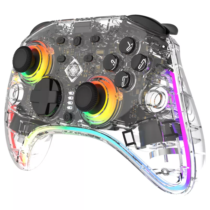 Gamepad Deltaco Gaming GAM-198-T Transparent Bluetooth/USB USB-C for Nintendo Switch, Switch 2, Switch OLED, Android, PC