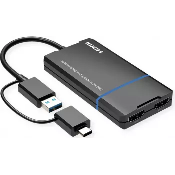 VALUE Display Adapter USB Type A C - Dual HDMI 4K30+ 1080P ST/BU - Adapter - Digital/Data (12.99.3206)