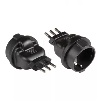 power adapter Italien Netz-Plug Type L (CEI 23-16, straight) an Grounded Plug-Socket Type F (CEE 7/3, straight), black, Good Connections® (PA-6502S)