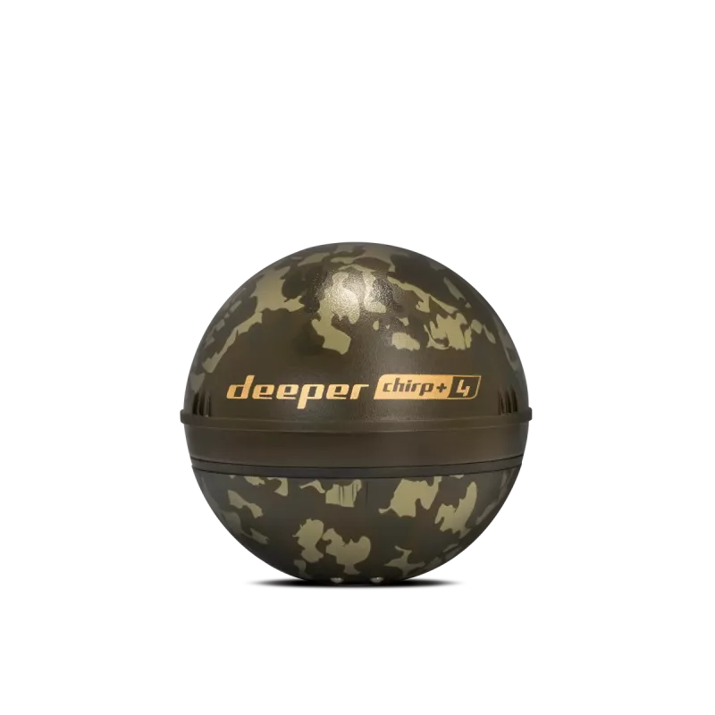 Sonar Deeper Smart Sonar Chirp+4 Wi‑Fi fish finder, embedded battery, ABS enclosure, green/brown