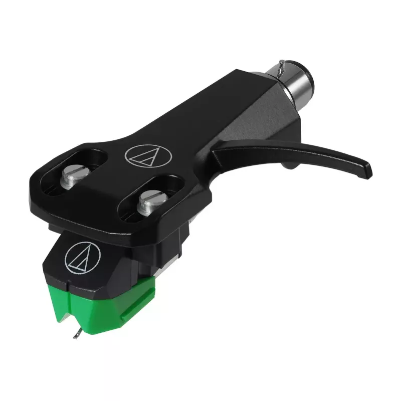 Audio-Technica AT-VM95E/H phono cartridge with AT-HS6BK headshell pre-assembled (black/green)