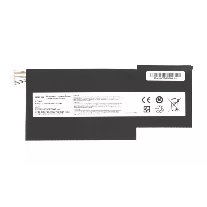 Battery MITSU BTY-M6K MS-17B4 11.4V 4300mAh (49Wh) for MSI laptops