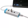 USB 3.0 hub with Gigabit Ethernet ITEC U3GLAN3HUB — 3-port metal hub, VIA VL812 + Realtek RTL8153, silver