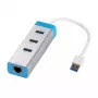 USB 3.0 hub with Gigabit Ethernet ITEC U3GLAN3HUB — 3-port metal hub, VIA VL812 + Realtek RTL8153, silver