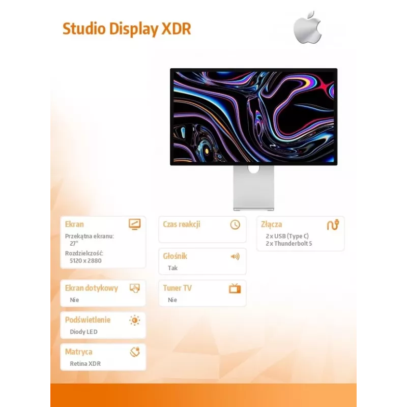 Monitor Apple Studio Display XDR with Nano-texture glass, tilt and height-adjustable stand