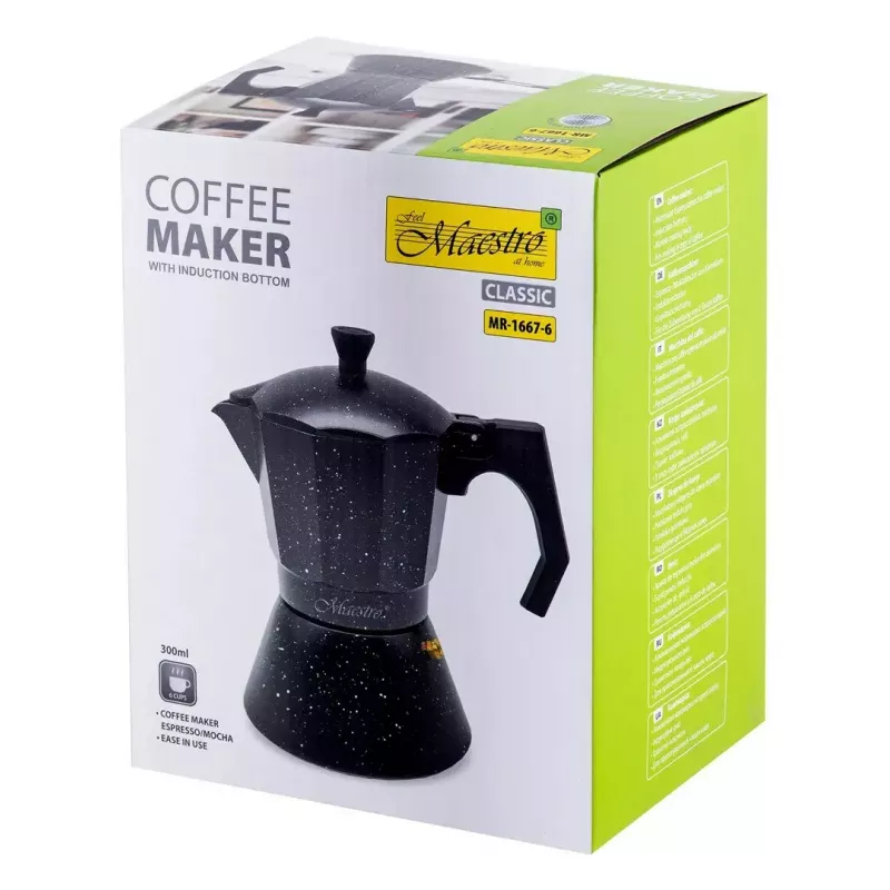 Coffee Maker Maestro MR-1667-6 — Stovetop Moka Pot for 6 Cups