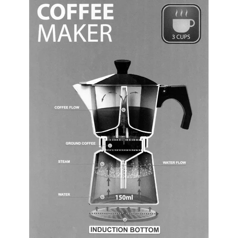 Coffee Maker Maestro MR-1667-6 — Stovetop Moka Pot for 6 Cups