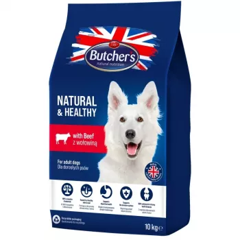 Dry Dog Food BUTCHER'S Natural & Healthy Dog with Beef – 10 kg, complete adult nutrition