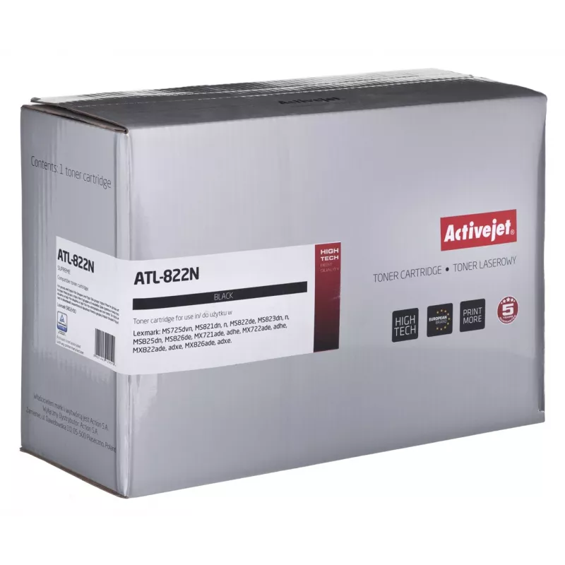 Toner cartridge ActiveJet ATL-822N for Lexmark (replacement 58D2H00), black, 15000 pages, 1 pc