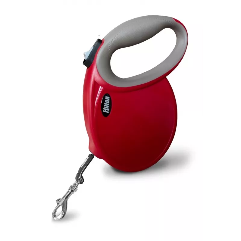 Retractable Dog Leash Hilton Smart Dog Tape L — 5 m, for dogs up to 30 kg, burgundy-gray