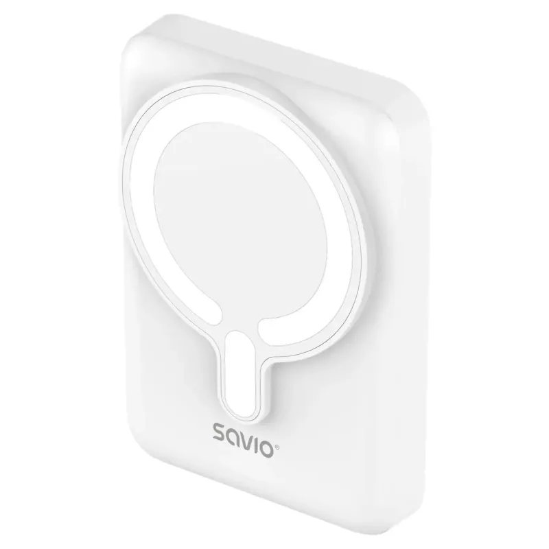 Power bank SAVIO BA-13 10000 mAh with 20W output and wireless charging, White