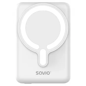 Power bank SAVIO BA-13 10000 mAh with 20W output and wireless charging, White