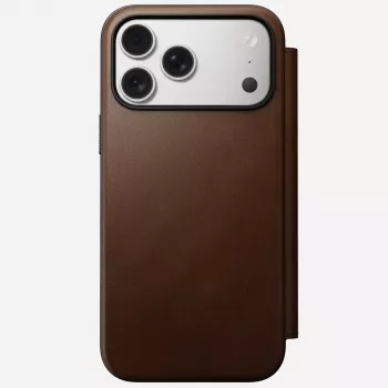 Mobile phone leather folio Nomad Modern Leather Folio for iPhone 17 Pro Max (6.9 inch) Brown, leather/aluminium, 4 card pockets