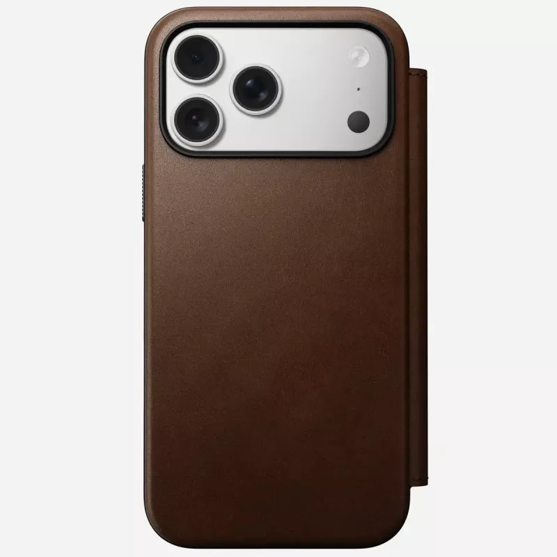 Mobile phone leather folio Nomad Modern Leather Folio for iPhone 17 Pro Max (6.9 inch) Brown, leather/aluminium, 4 card pockets