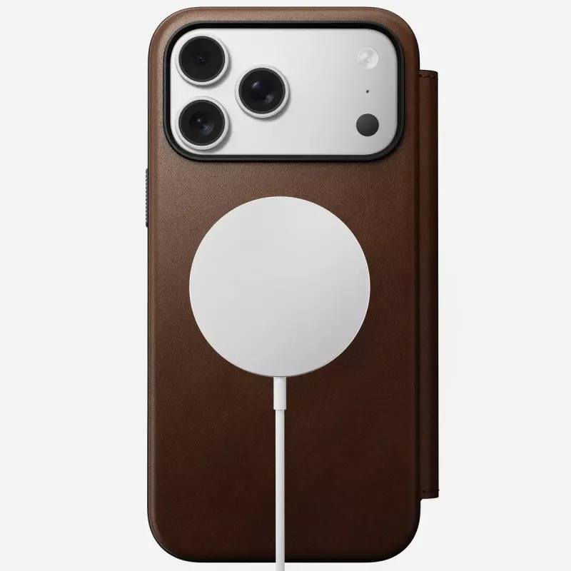 Mobile phone leather folio Nomad Modern Leather Folio for iPhone 17 Pro Max (6.9 inch) Brown, leather/aluminium, 4 card pockets