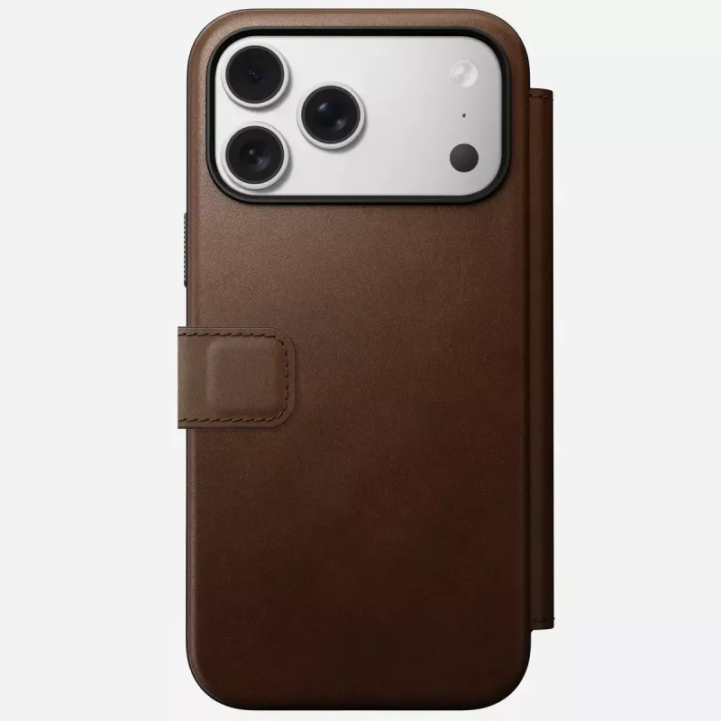 Mobile phone leather folio Nomad Modern Leather Folio for iPhone 17 Pro Max (6.9 inch) Brown, leather/aluminium, 4 card pockets