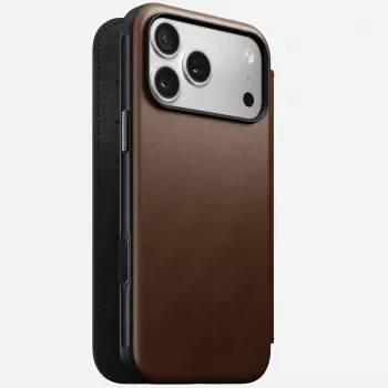 Mobile phone leather folio Nomad Modern Leather Folio for iPhone 17 Pro Max (6.9 inch) Brown, leather/aluminium, 4 card pockets
