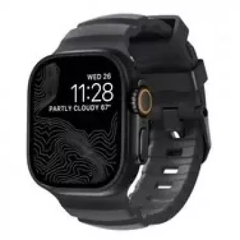 NOMAD Rocky Point Band - strap for Apple Watch 46mm/49mm with FKM and titanium (storm, black hardware)
