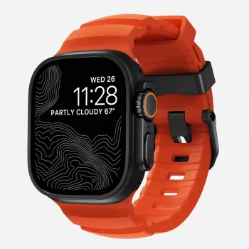 Band Nomad Rocky Point Black Leather for Smartwatch — Wrist 145–195 mm, Titanium Buckle