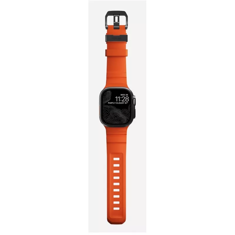 Band Nomad Rocky Point Black Leather for Smartwatch — Wrist 145–195 mm, Titanium Buckle