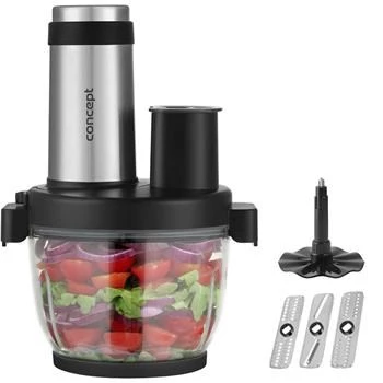 Food processor Concept RM3300 with 2 L glass bowl, black, stainless steel housing, 220–240 V