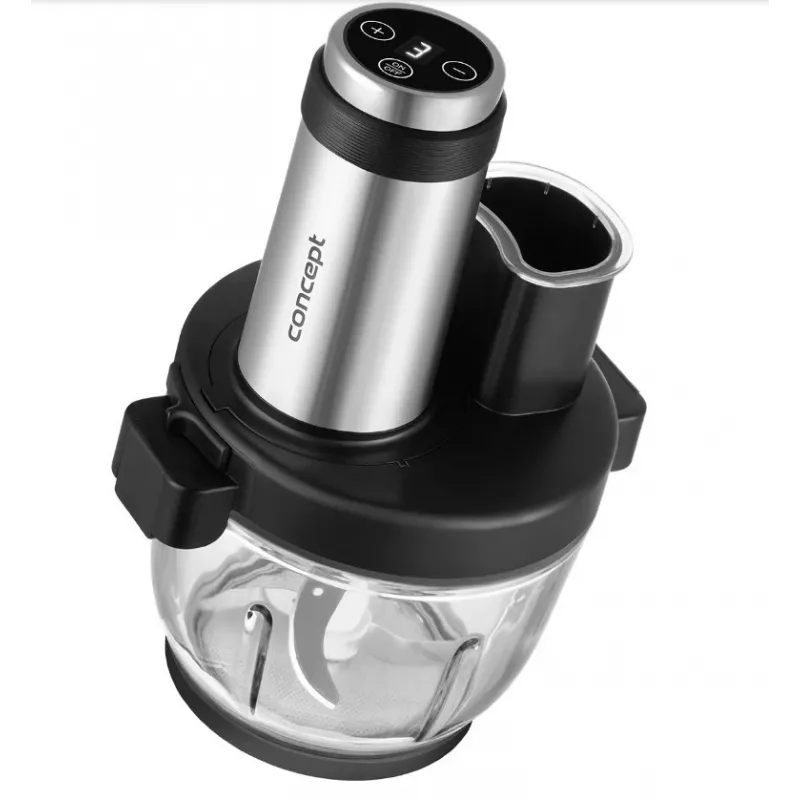 Food processor Concept RM3300 with 2 L glass bowl, black, stainless steel housing, 220–240 V