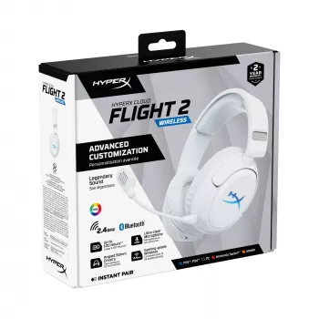 Wireless gaming headset KINGSTON HyperX Cloud Flight 2 with USB-C and Bluetooth, white