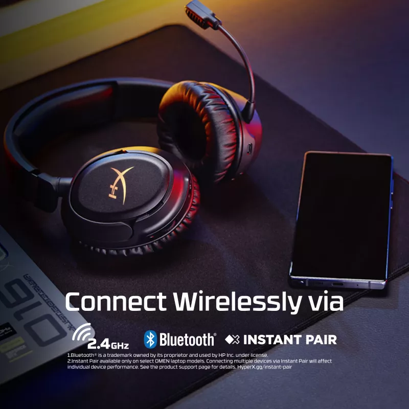 Wireless gaming headset KINGSTON HyperX Cloud Flight 2 with USB-C and Bluetooth, white