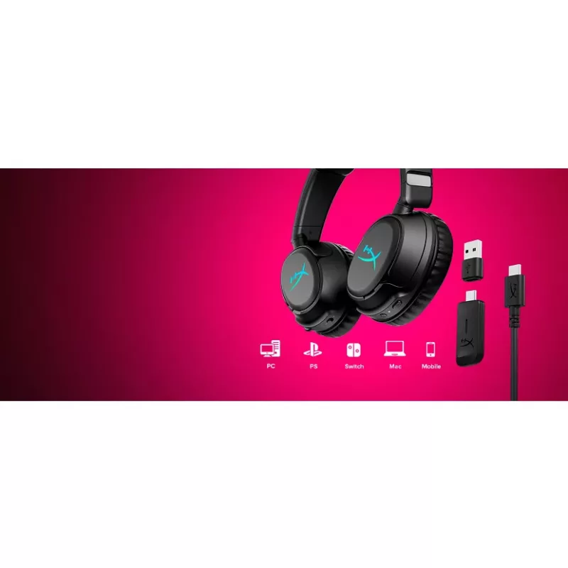 Wireless gaming headset KINGSTON HyperX Cloud Flight 2 with USB-C and Bluetooth, white