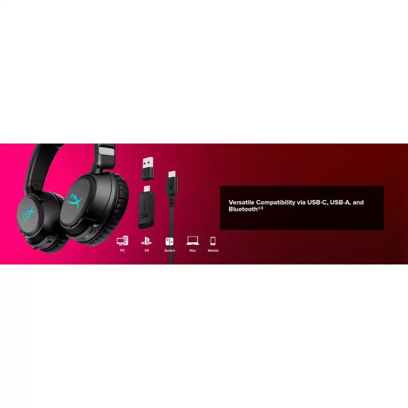 Wireless gaming headset KINGSTON HyperX Cloud Flight 2 with USB-C and Bluetooth, white