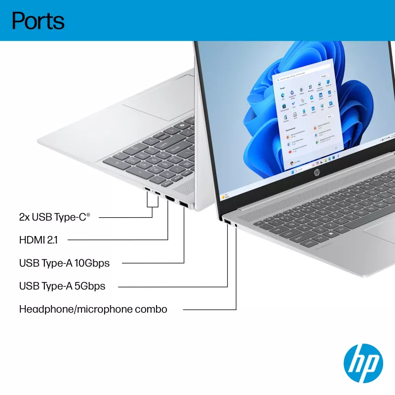 HP OmniBook 5 16-ba1004na Intel® Core™ i5 i5-1334U Laptop 40.6 cm (16 inch) 2K 16 GB LPDDR5x-SDRAM 512 GB SSD Wi-Fi 6 (802.11ax) Windows 11 Home Silver