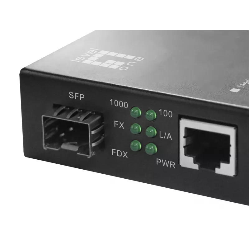 LevelOne RJ45 to SFP Gigabit Media Converter, PoE PSE