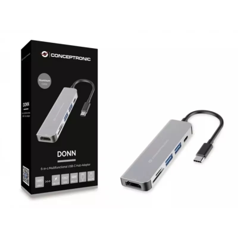 Conceptronic DONN02G laptop dock/port replicator USB 3.2 Gen 1 (3.1 Gen 1) Type-C Aluminium