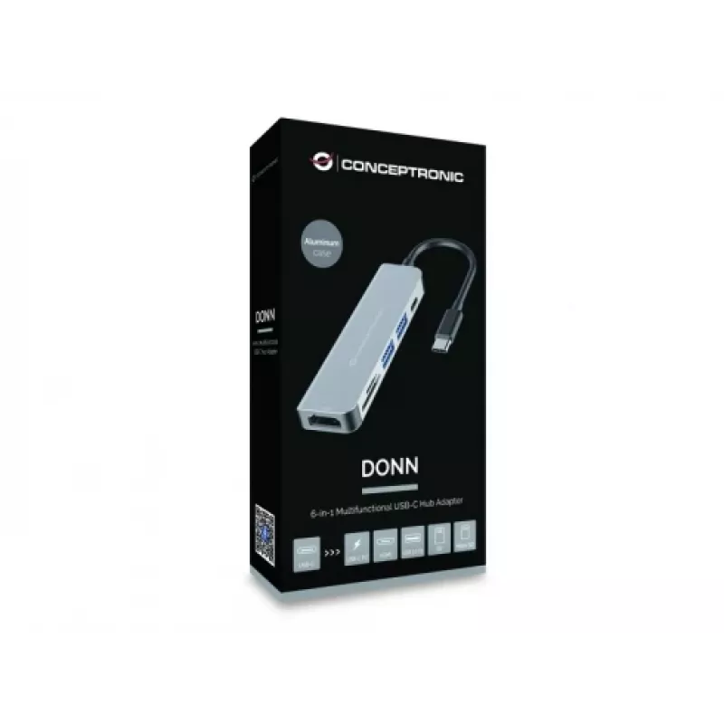 Conceptronic DONN02G laptop dock/port replicator USB 3.2 Gen 1 (3.1 Gen 1) Type-C Aluminium