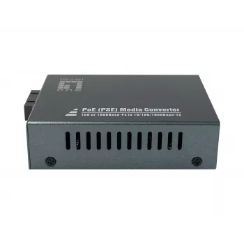 LevelOne RJ45 to SC Gigabit Media Converter, PoE PSE, Single-Mode Fiber, 20km