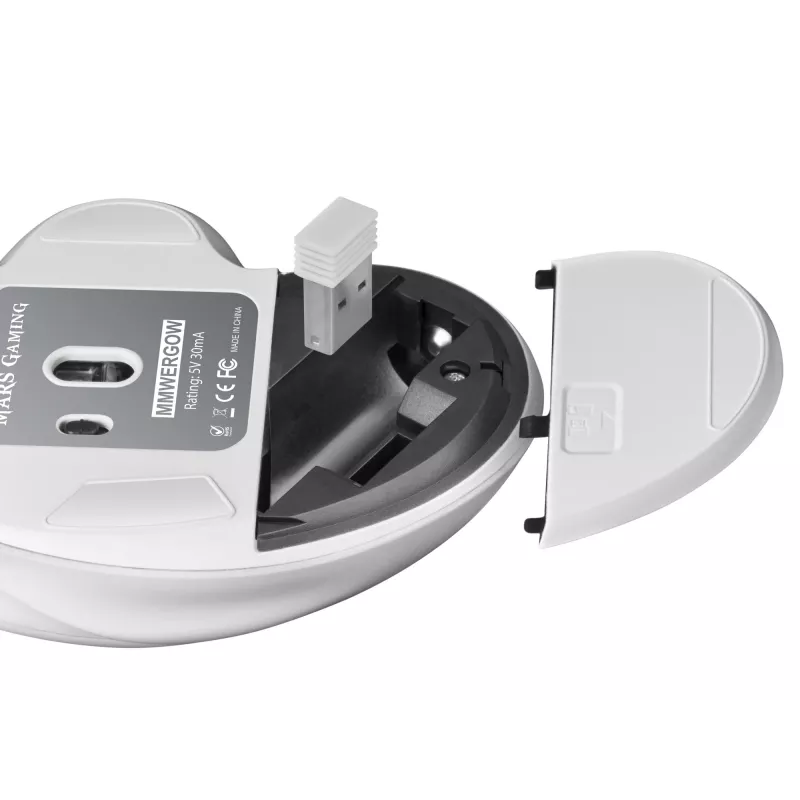 Mars Gaming MMWERGO Wireless Mouse Ergonomic White, Right-hand, Mechanical, RF Wireless, 3200 DPI, White