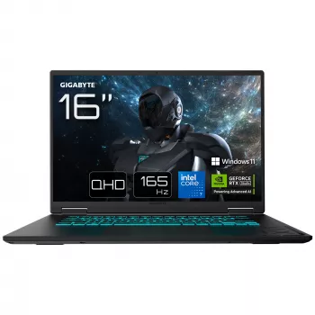 GIGABYTE GAMING A16 PRO DYHG5DECC4SH laptop Intel Core 7 240H 40.6 cm (16 inch) Quad HD+ 32 GB LPDDR5x-SDRAM 1 TB SSD NVIDIA® GeForce RTX™ 5080 Laptop GPU Wi-Fi 6E (802.11ax) Windows 11 Home Black