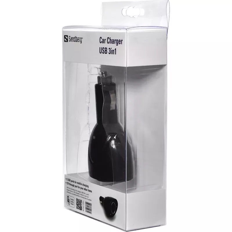 Sandberg Car Charger USB 3in1, Auto, Cigar lighter, 5 V, Black
