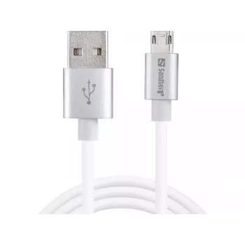 Sandberg MicroUSB Reversible Cable 1m, 1 m, USB A, Micro-USB A, Silver, White