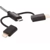 Sandberg 3in1 Lightning+MicroUSB+USB-C 1m, 1 m, Micro-USB A, USB A, Male/Male, Black, Grey